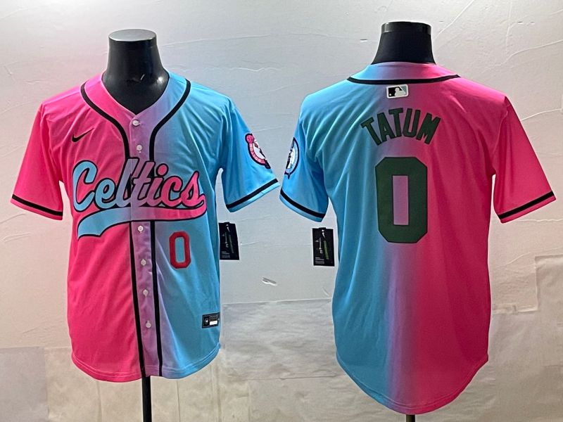 Men 2025 Boston Celtics 0 Tatum Blue pink Nike NBA Jersey style 02